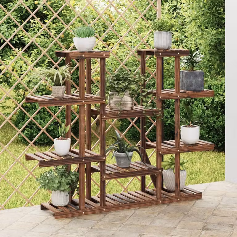 vidaXL Portafiori in Legno di Abete Massello, Colore Marrone, L/P/H: 110 x 25 x 110,5 cm