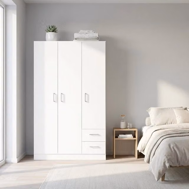 Armadio con 3 ante 2 cassetti in Legno Composito cm 120x52x190 - JOEY