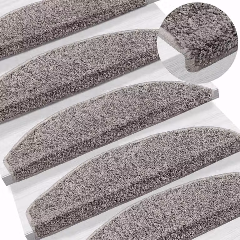 Set di 15 tappetini per scale autoadesivi vidaXL in polipropilene antiscivolo e fonoassorbenti, Grigio, L 80 cm x P 24,5 cm x H 3,5 cm