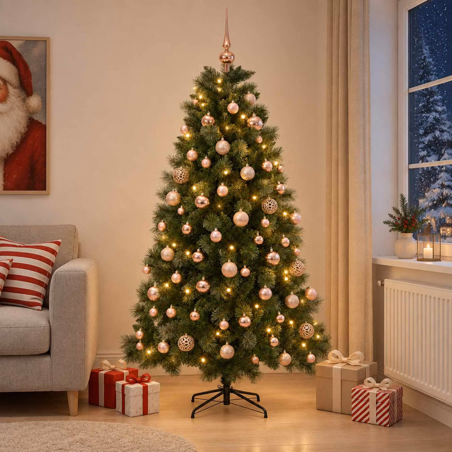 vidaXL Albero di Natale artificiale con palline 240 cm 300 LED
