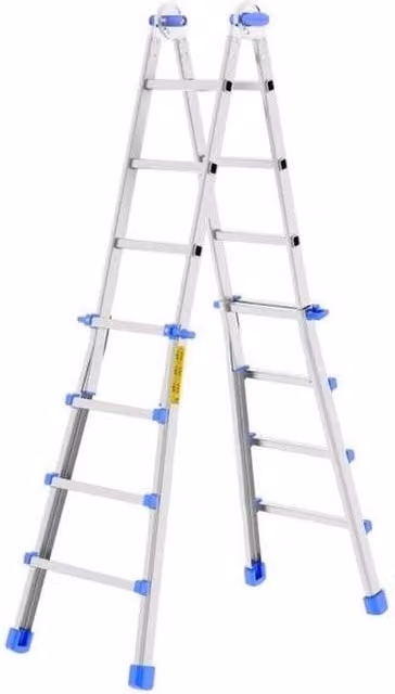 Colombo New Scal EIFFEL 4+5 Scala Pieghevole Telescopica in Alluminio, 9 Gradini, Altezza Max: 4,25 m, Colore Argento