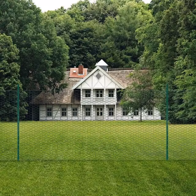 Rete per recinzione con pali in acciaio rivestiti in PVC verde DESIGN IN 25 x 1,5 m