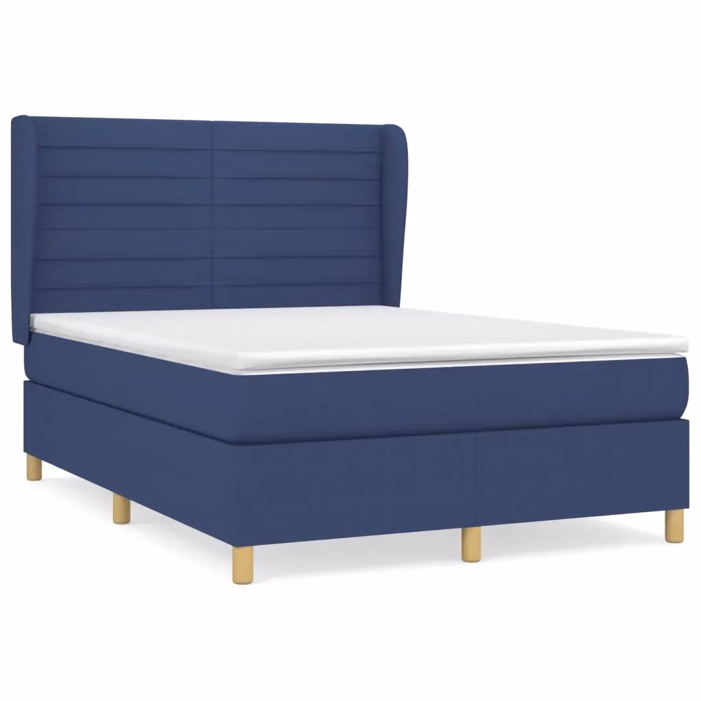 Letto Ibrido con Giroletto a Molle e Materasso vidaXL in Tessuto Blu e Bianco L/P/H: 193 x 147 x 128 cm – 2