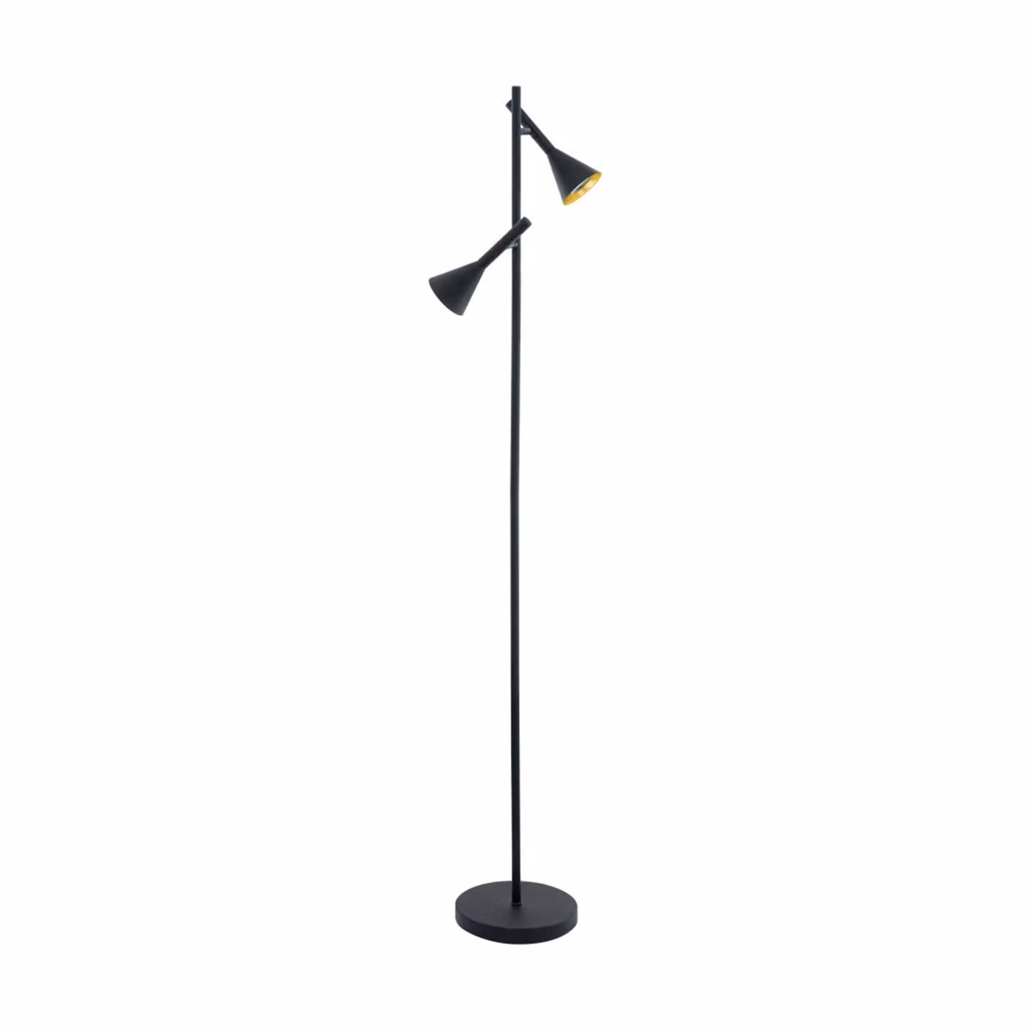 Lampada da terra a LED Cortaderas a 2 luci con dimmer a 3 livelli nero, color oro