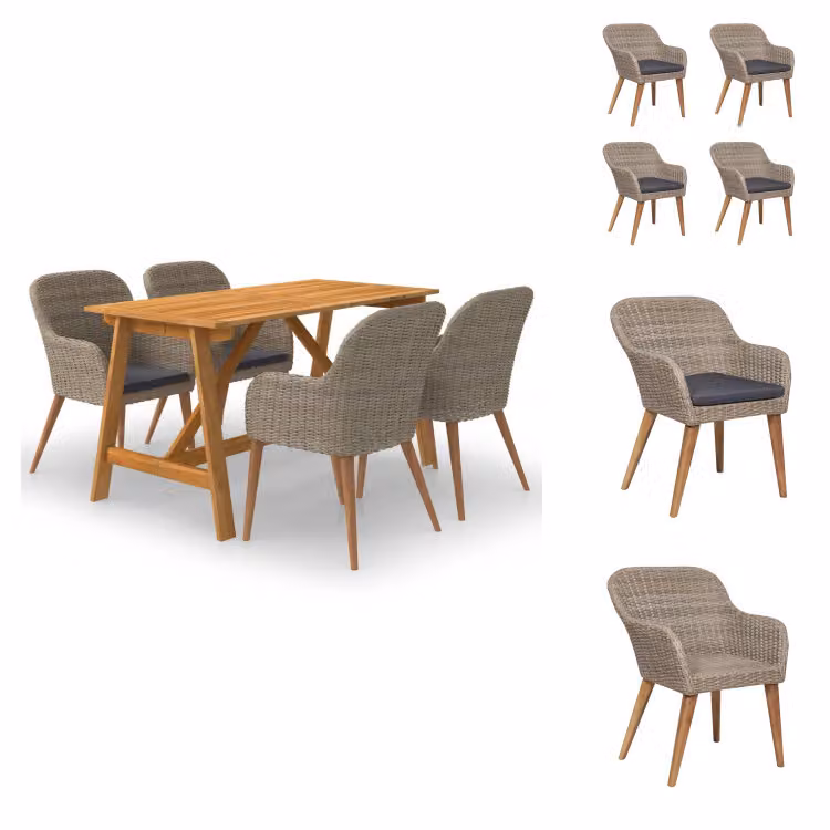 vidaXL Set da pranzo da giardino 5 pezzi marrone - Set di mobili da giardino