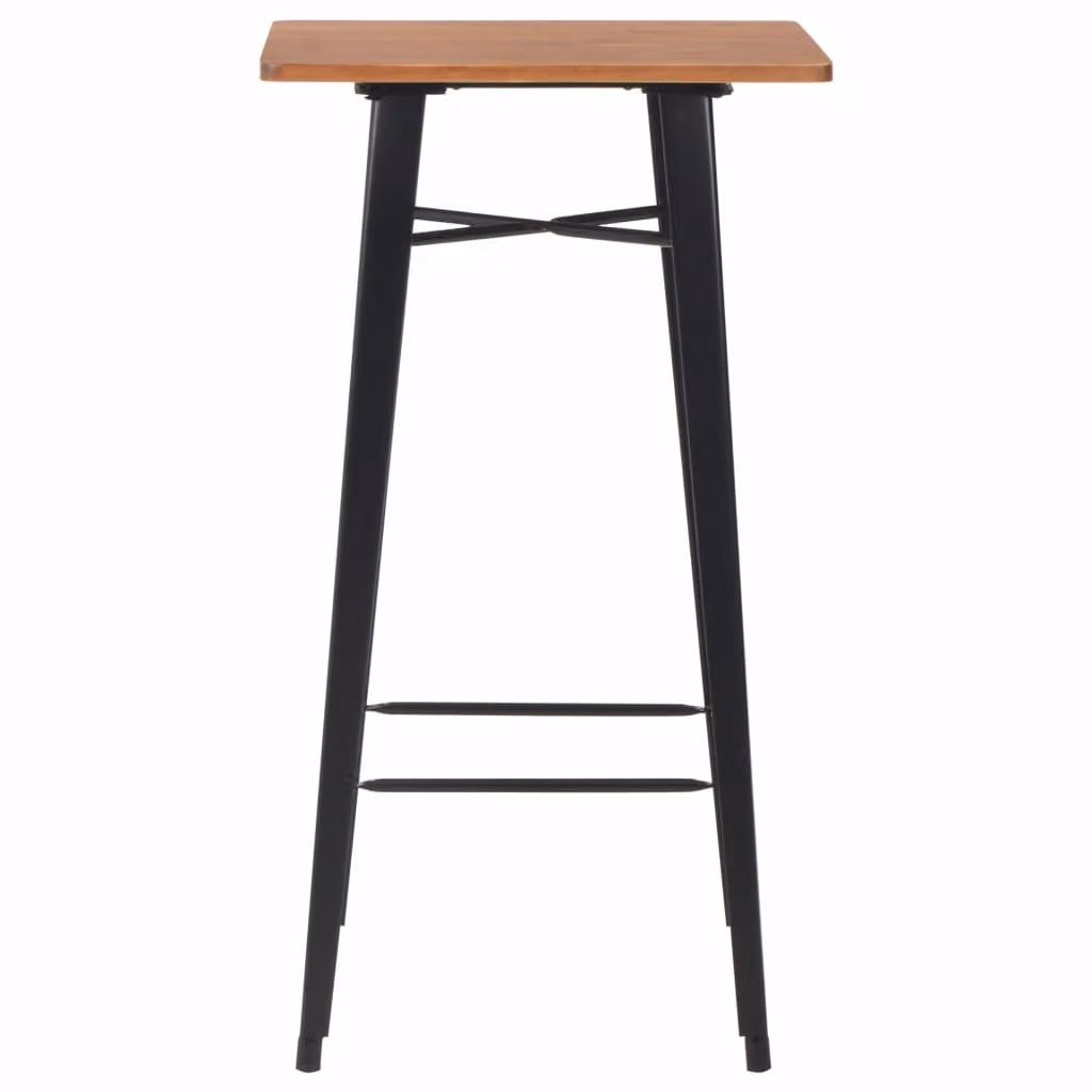 vidaXL Tavolo da bar Nero 60×60×108 cm in legno massello di pino e acciaio