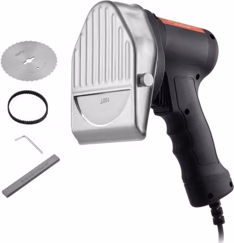Coltello elettrico VEVOR per shawarma e kebab, taglierina commerciale in acciaio inox con 2 lame da 100 mm, 80 W, colore argento