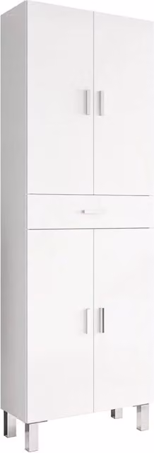 Colonna Bagno Moderna Arreditaly con 4 Ante e 4 Ripiani, Mobile Salvaspazio Bianco, H 182 x L 60 x P 29 cm