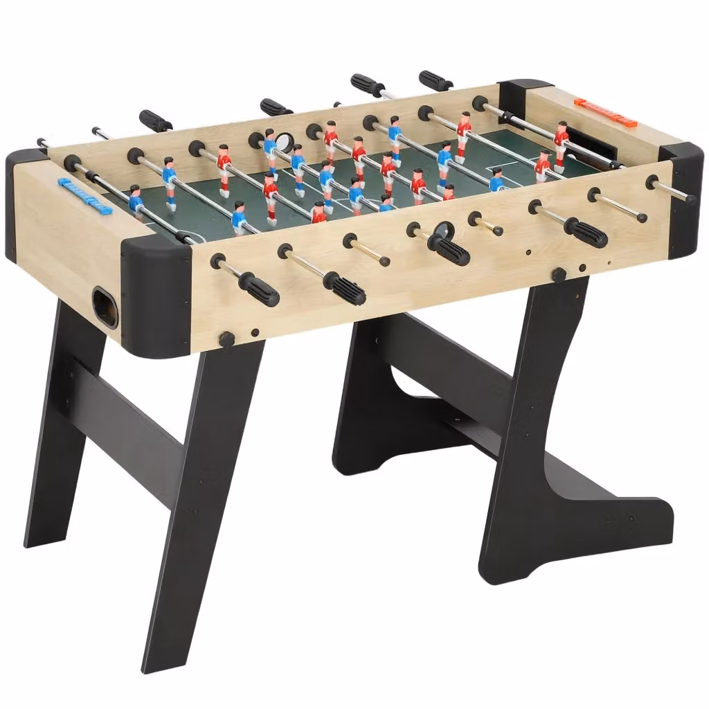 Calcio Balilla Pieghevole con Impugnature Antiscivolo, 2 Palline e Segnapunti, Verde e Legno, L/P/H: 118 x 78 x 32 cm – 2