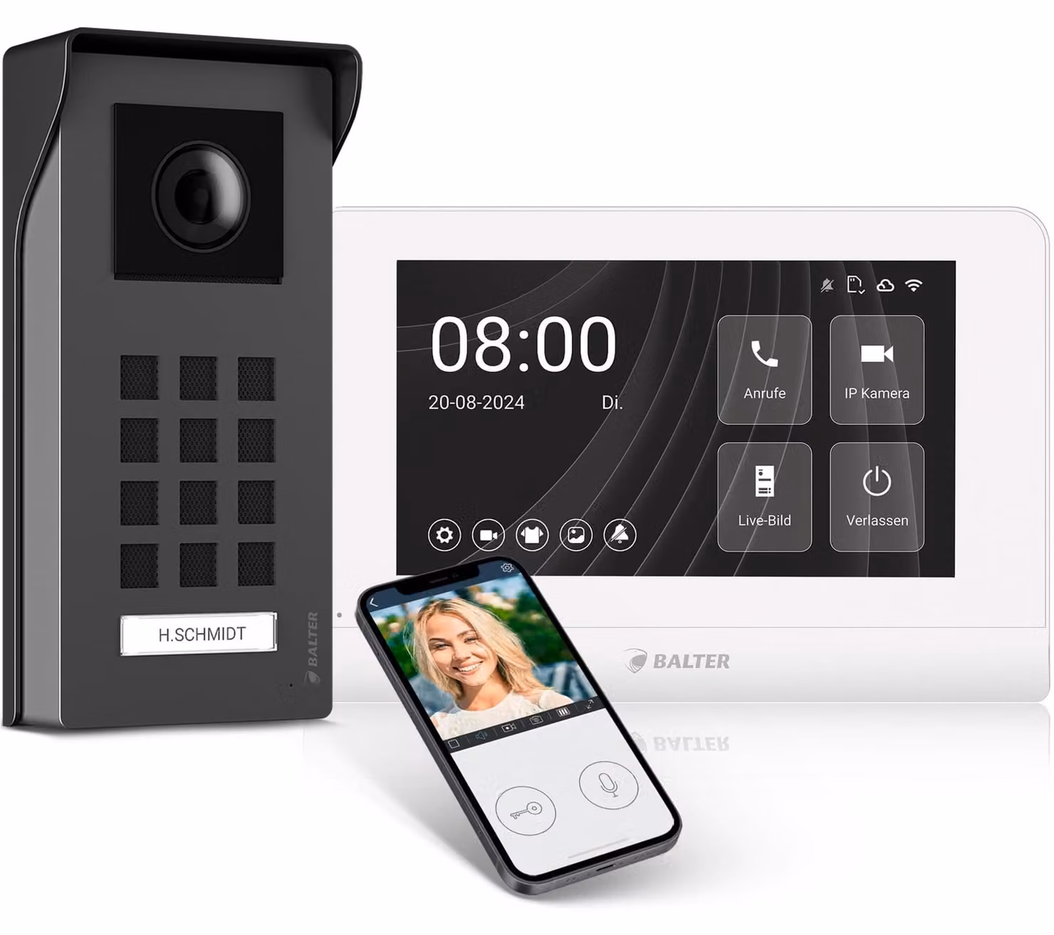 Videocitofono con monitor integrato da 7 pollici, risoluzione Full HD, connessione cablata a 2 fili, visione notturna, ideale per abitazioni unifamiliari