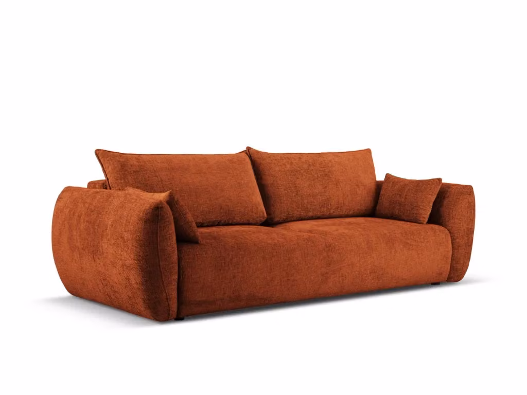 Divano convertibile con contenitore Matera a 3 posti Cosmopolitan Design in ciniglia color terracotta L: 240 cm, P: 108 cm, H: 86 cm – 2