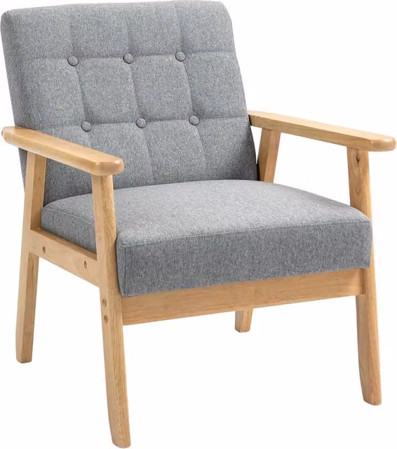 Poltrona da soggiorno Xylo in tessuto grigio con braccioli e struttura in legno di pino L/P/H: 76 x 75 x 40.5 cm