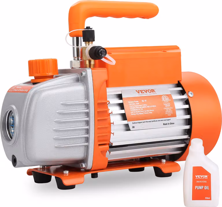 VEVOR pompa per vuoto 150W pompa per vuoto a 1 stadio pompa per aria condizionata 100L/min portata 1440 giri/min velocità 0,64/1,27cm unità di vuoto in ingresso SAE 5Pa motore in rame puro HVAC/auto carica refrigerante