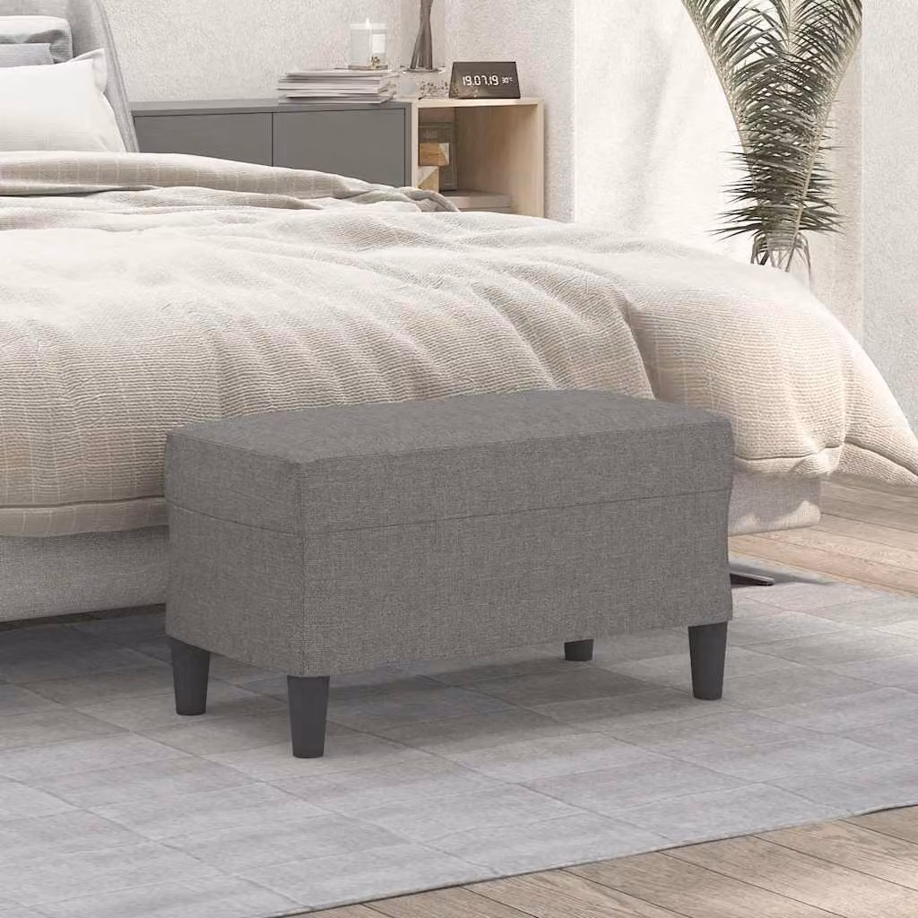 Panca moderna vidaXL in tessuto grigio con struttura in legno L: 70 cm, P: 35 cm, H: 41 cm