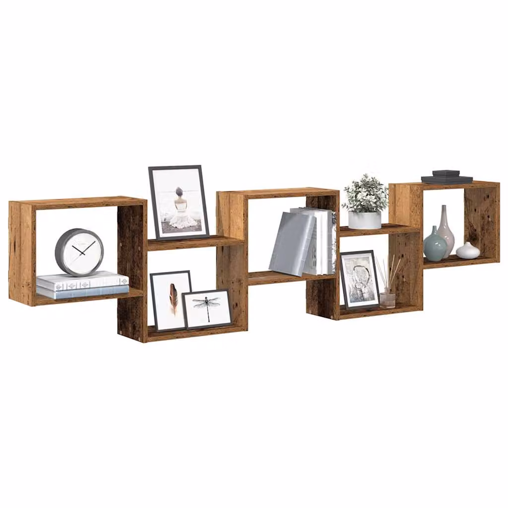 vidaXL Mensola a Cubo da Parete con 5 Scomparti in Legno MDF Colore Marrone Rustico