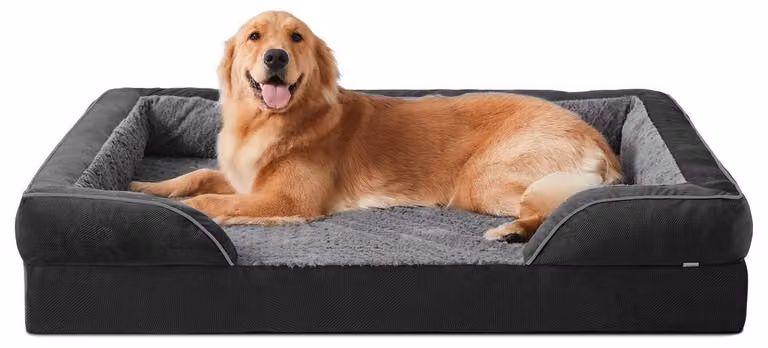 Cuccia ortopedica per cani, realizzata in memory foam, lavabile, dimensioni 107x81x17 cm, colore nero