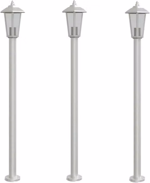 Set di 3 lampade da terra per esterni in acciaio inox color argento, Altezza: 120 cm