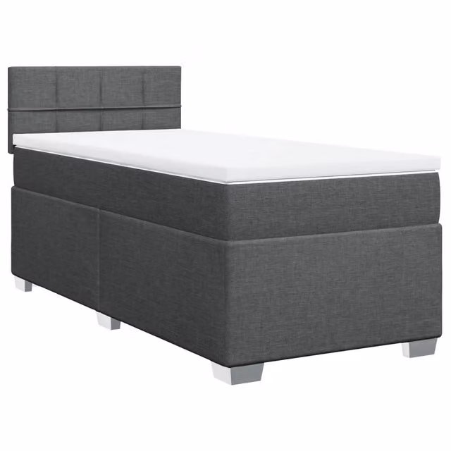 Letto singolo | Letto per adulti | Giroletto a Molle con Materasso Grigio Scuro 80x200 cm Tessuto