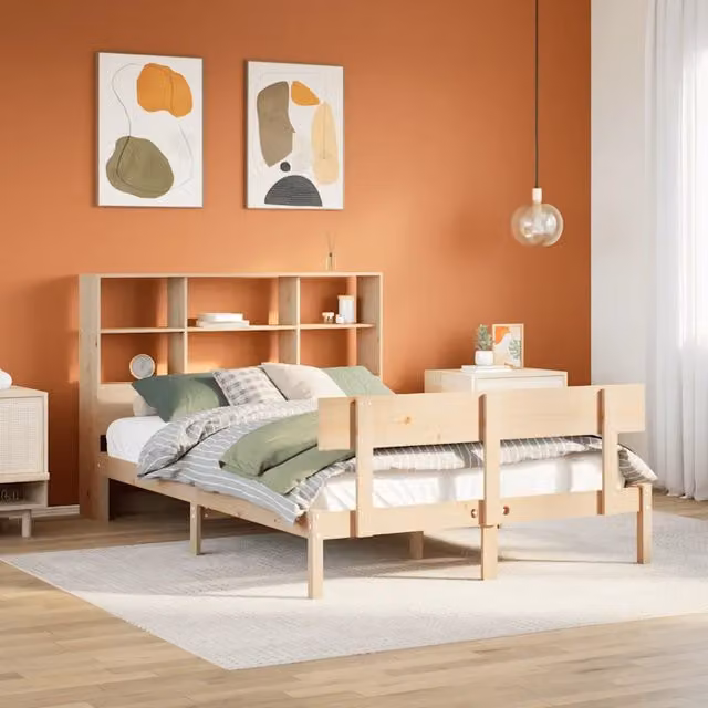 Letto Libreria senza Materasso 160x200 cm in Legno di Pino 3321812
