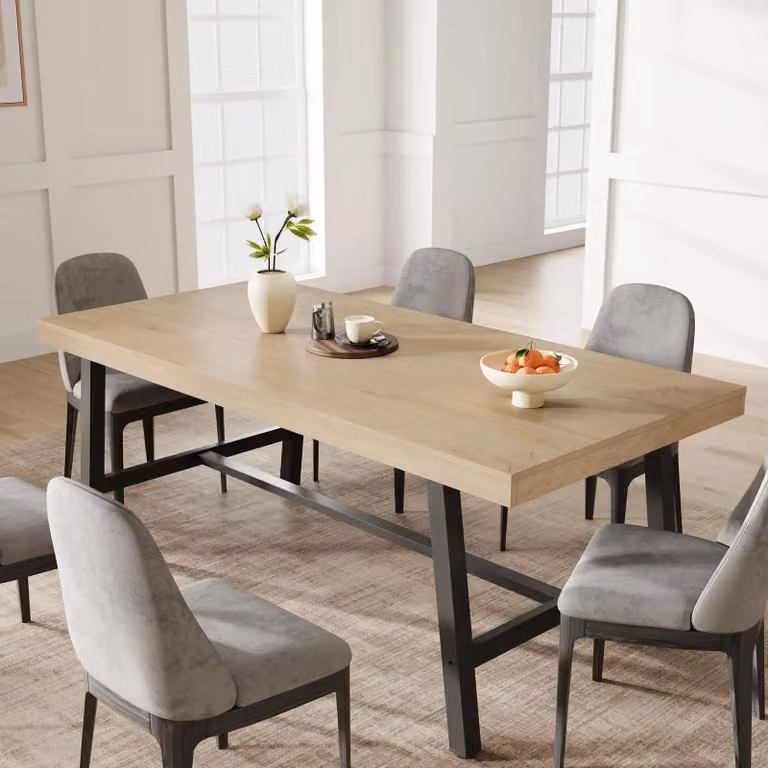 Tavolo da pranzo per 6-8 persone - Tavolo rettangolare per sala da pranzo, 180 cm - Struttura in legno - Stile industriale rustico - Adatto per cucina e sala da pranzo - Colore legno