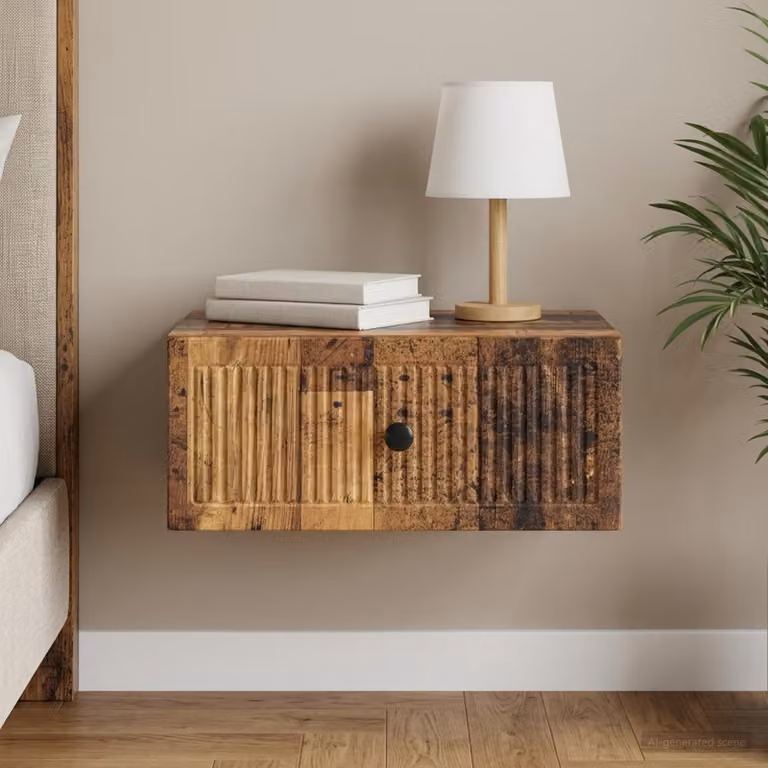 Armadio da notte vidaXL in legno antico e metallo, L 49 cm x P 34,5 cm x H 20 cm