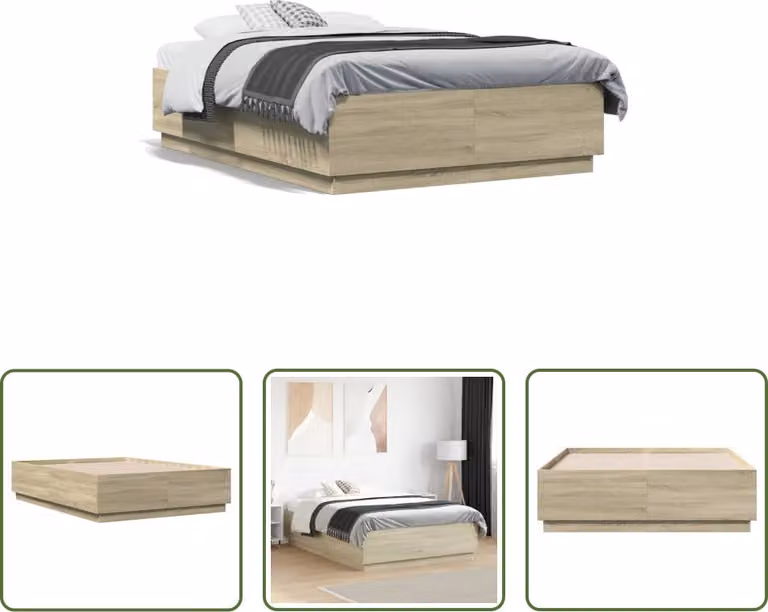 The Living Store Struttura per letto in rovere Sonoma 120x190 cm Materiale a base di legno