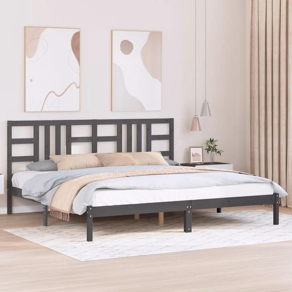 vidaXL Giroletto in Legno Massello di Pino Grigio 200x200 cm – 1