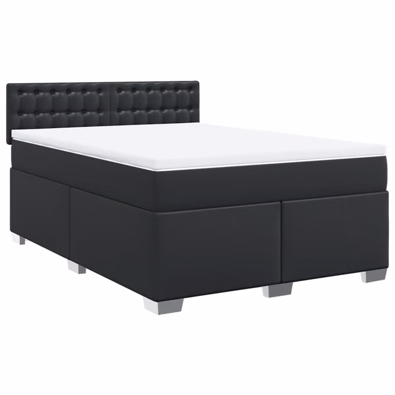 Giroletto a Molle con Materasso Nero 160x200 cm in Pelle finta