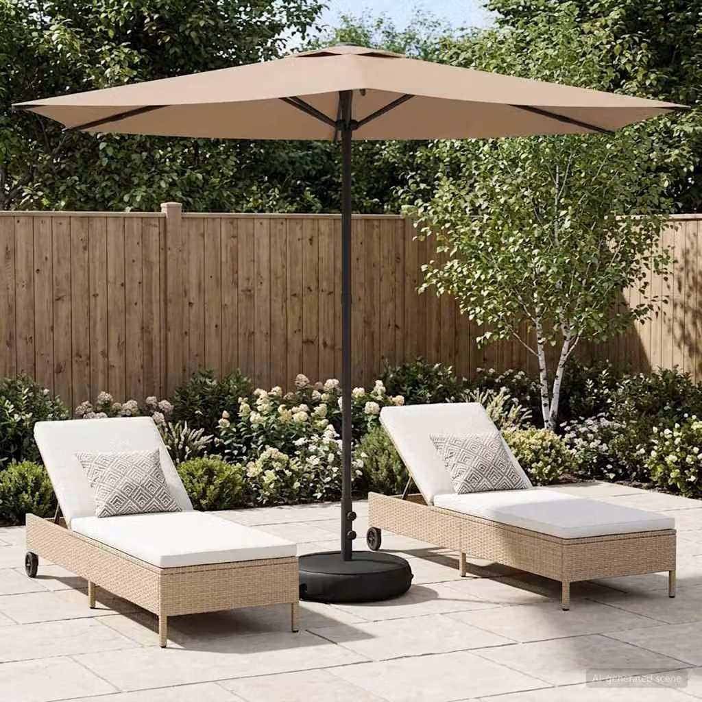Parasole da giardino vidaXL con base rettangolare in acciaio e copertura in poliestere, disponibile in beige o grigio, L/P: 2,7 x 2,7 m