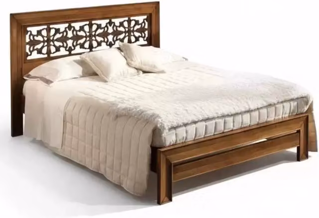 Letto matrimoniale classico traforato in noce Mobili 2G L: 183 cm, P: 210 cm, H: 117 cm – 1