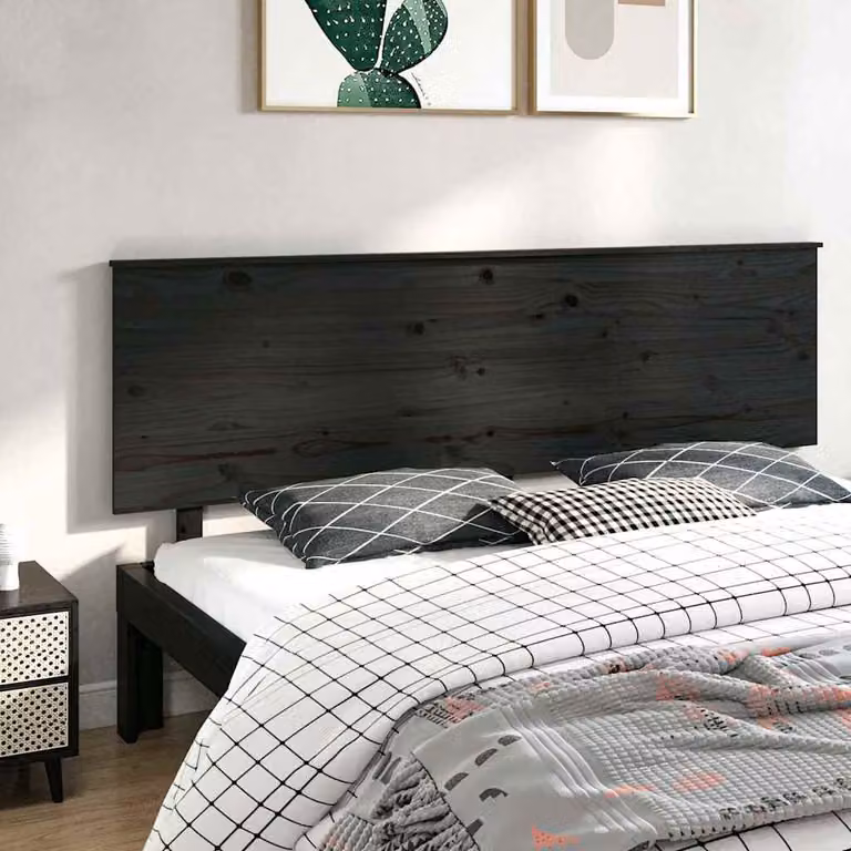 Testiera per letto vidaXL in legno massello di pino nero L: 204 cm, P: 6 cm, H: 82,5 cm