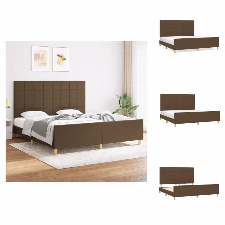 vidaXL Struttura letto con testiera in tessuto marrone scuro 180x200 cm - Letti e strutture letto