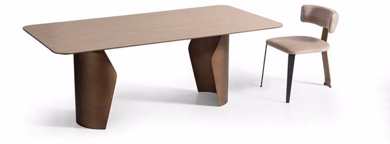 Exklusiver Brauner Rechteckiger Esstisch Designer Holz Küchentische