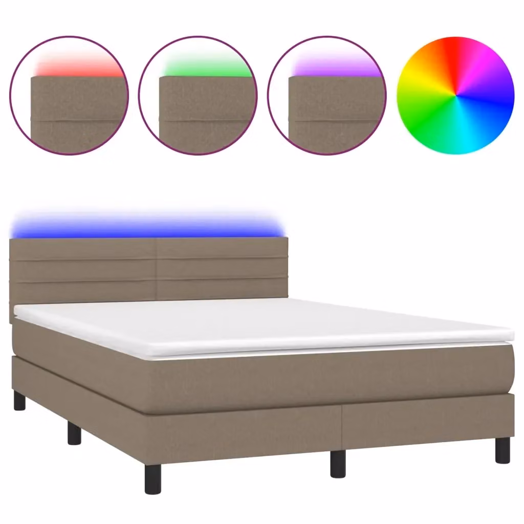 Letto a Molle con Materasso vidaXL in Tessuto con Illuminazione LED e Porta USB, L/P: 140 x 200 cm – 2