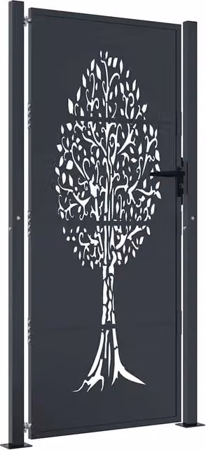 Cancello da giardino antracite 100x175 cm in acciaio con design ad albero CFW6728148