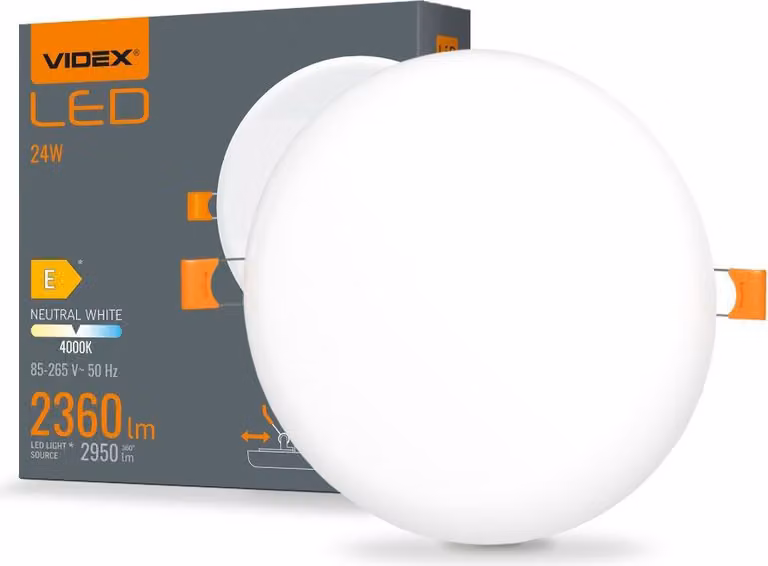 Apparecchio LED senza cornice VIDEX-DOWNLIGHT-LED-DLFR-24W-NW