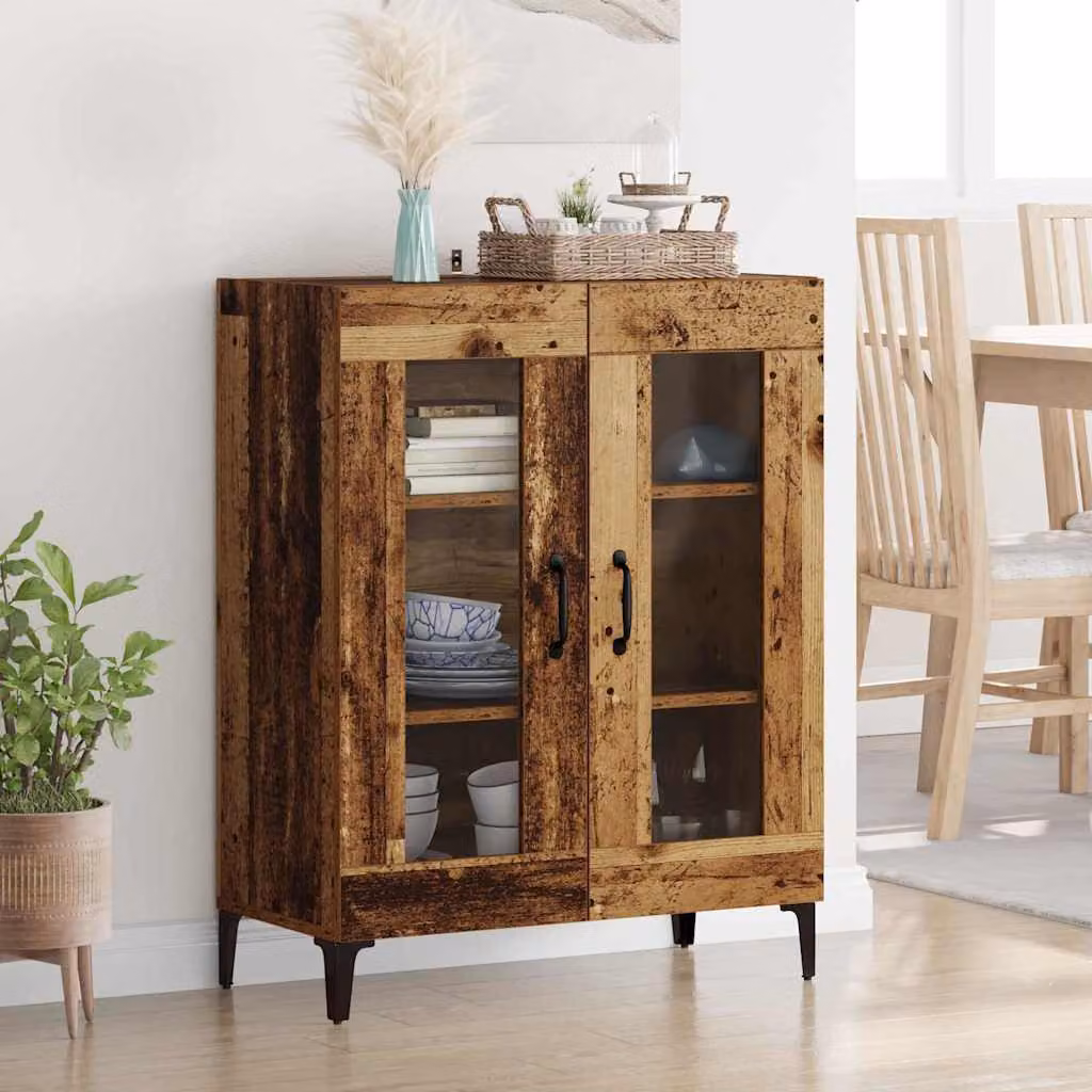 Credenza moderna vidaXL in legno e metallo marrone L: 69,5 cm, P: 34 cm, H: 90 cm