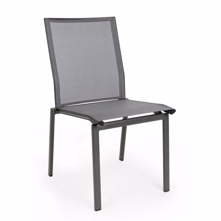 Set 4 sedie da giardino ZARAGOZA in textilene e alluminio antracite, impilabile