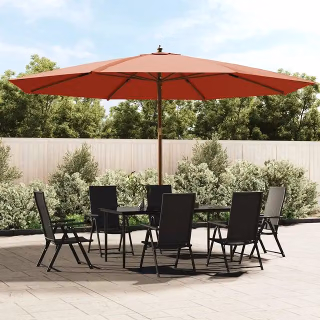 Ombrellone da Giardino-Ombrello da Balcone con Palo in Legno Terracotta 400x273 cm