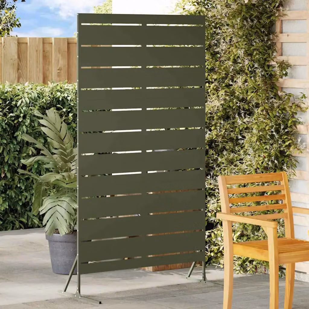 Paravent per privacy vidaXL in acciaio verde oliva, L 100 x P 50 x H 180 cm