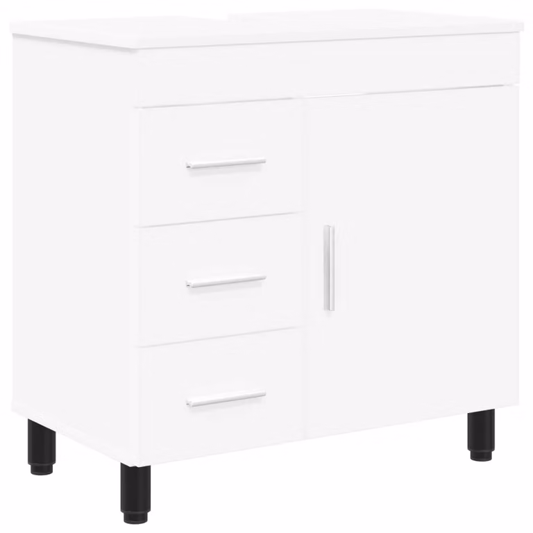 Mobiletto da bagno Bianco 60 x 35 x 60 cm Legno ingegnerizzato