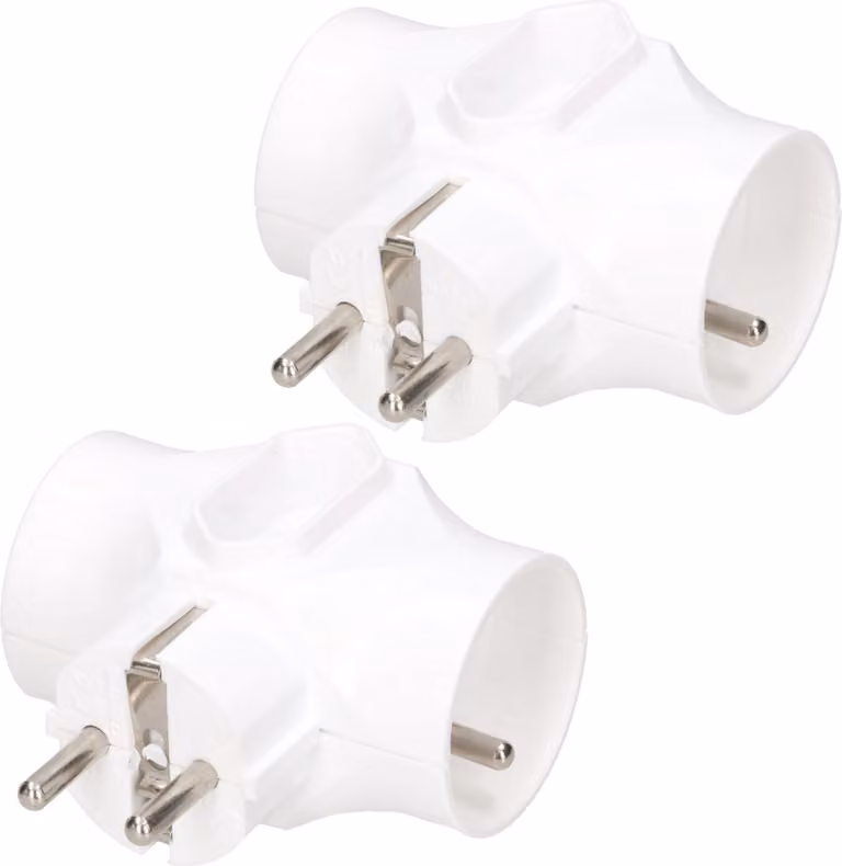 KOTARBAU® Presa multipla a 3 vie Due prese rotonde con messa a terra Una presa piatta Senza messa a terra Bianco