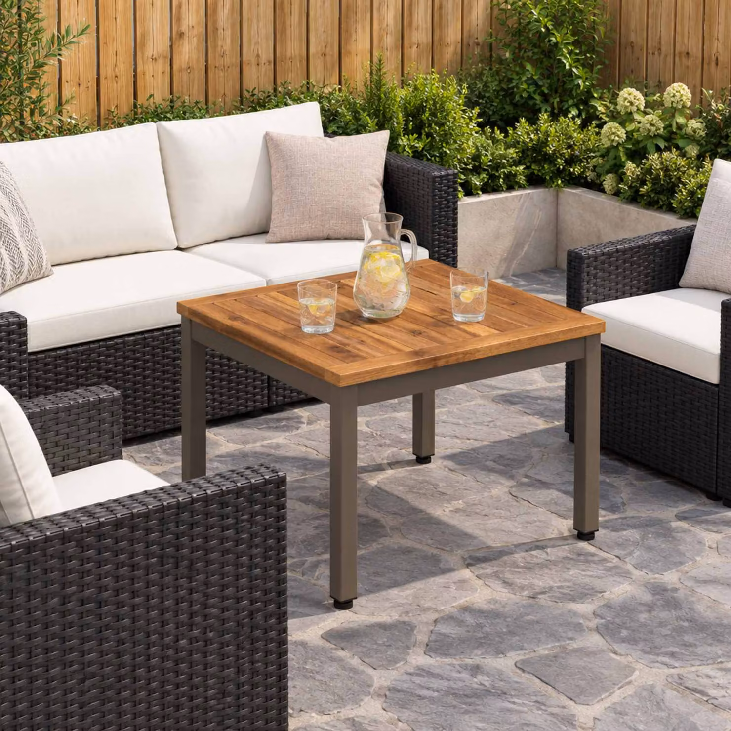 vidaXL Tavolino da salotto Naturale e Caffè 49 x 48,5 x 36 cm