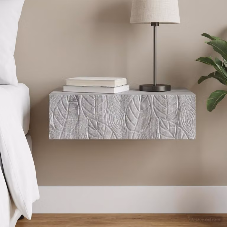 vidaXL Tavolino da parete laterale moderno in MDF laminato, colore grigio, L 87,5 x P 34,5 x H 17 cm