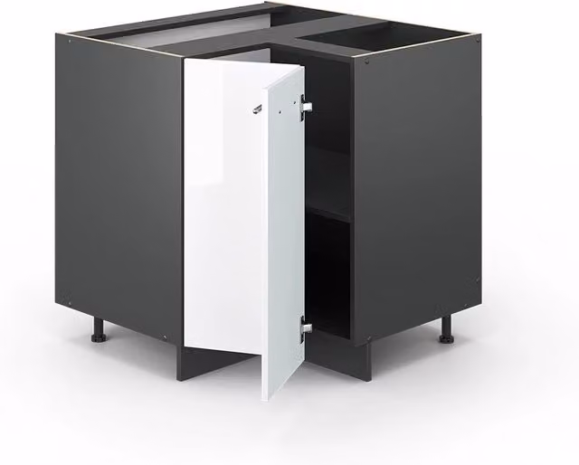 Mobile ad angolo cucina Fame-Line Vicco Bianco lucido e Antracite con dettagli Rovere, L: 80.5 cm, P: 60 cm, H: 82 cm
