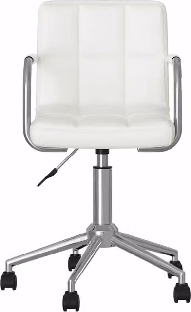 Sedia da Pranzo Girevole Moderna Bianca in Similpelle con Braccioli e Base in Metallo