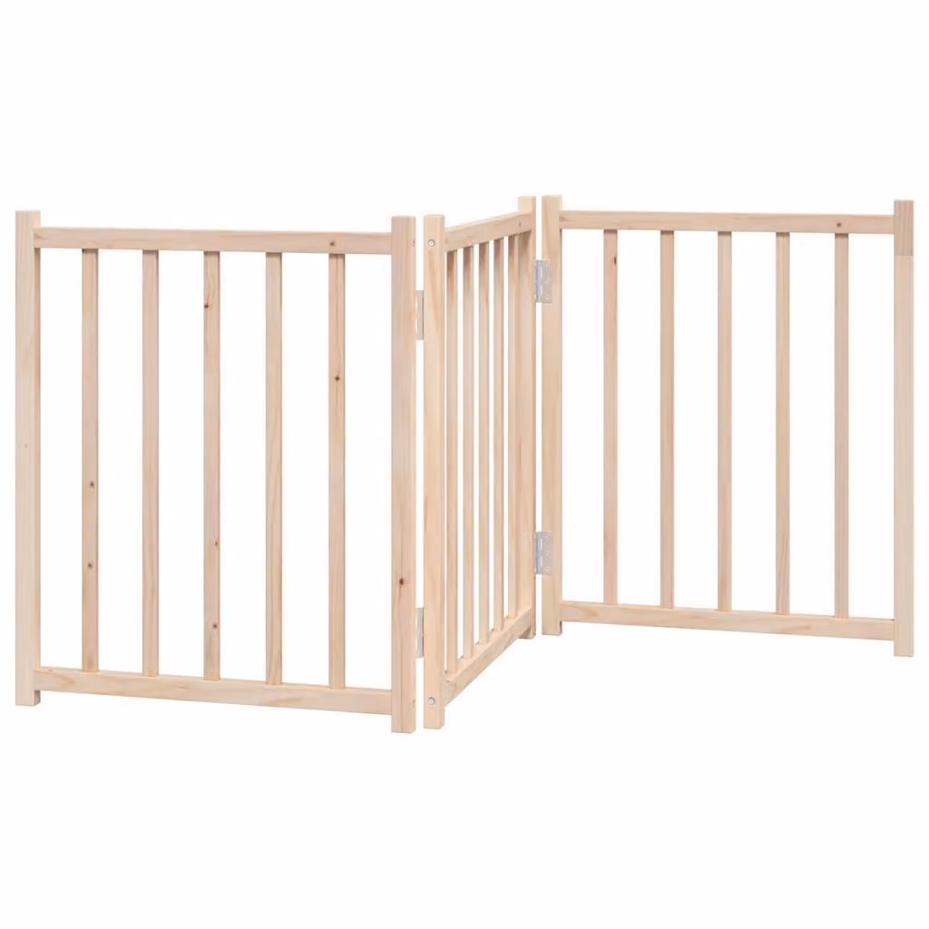 Cancello per Cani Pieghevole 3 Pannelli 150 cm Massello Abete