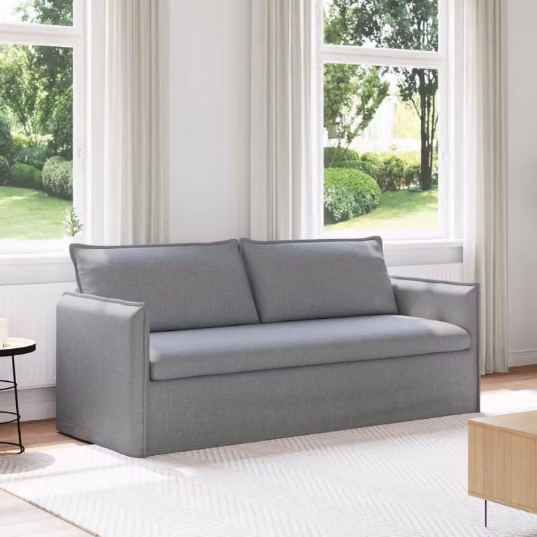 vidaXL Divano Moderno in Tessuto Grigio con Struttura in Metallo L: 196 cm, P: 82 cm, H: 85 cm