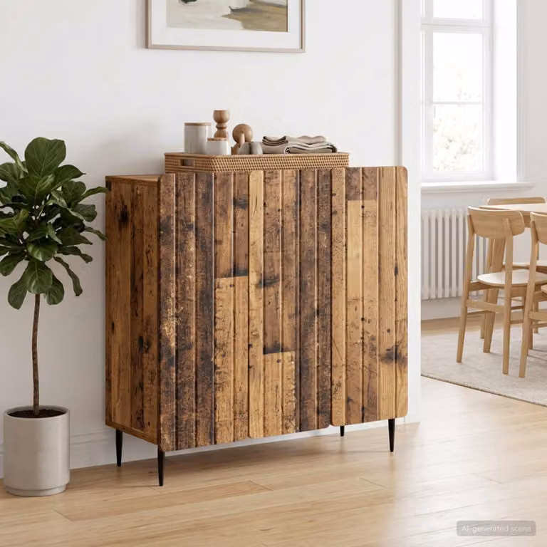 Credenza moderna vidaXL in legno ingegnerizzato e metallo, colore marrone, L 89 x P 34,5 x H 82 cm