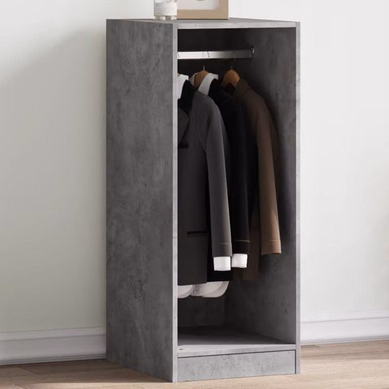 Armadio da parete vidaXL Grigio in Legno e MDF con appendiabiti e ripiani, L 48 cm, P 41 cm, H 102 cm